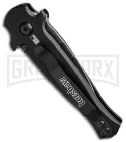 Kershaw Launch 12 CA Legal Black/Carbon Fiber Automatic Knife - Black SW Plain -Knife Store Kershaw Launch 12 CA Legal mini Stiletto Automatic Knife Black CF 1in Black SW BHQ 145122 td side large