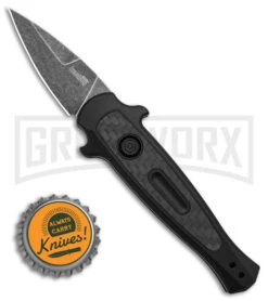 Kershaw Launch 12 CA Legal Black/Carbon Fiber Automatic Knife - Black SW Plain -Knife Store Kershaw Launch 12 CA Legal mini Stiletto Automatic Knife Black CF 1in Black SW BHQ 145122 td size large