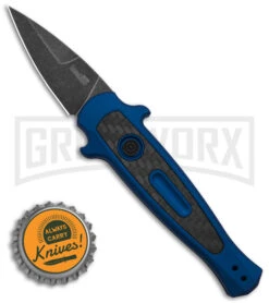 Kershaw Launch 12 CA Legal Blue/CF Mini Stiletto Automatic Knife - Black SW -Knife Store Kershaw Launch 12 CA Legal mini Stiletto Automatic Knife Blue CF 1in Black SW BHQ 145126 td size large
