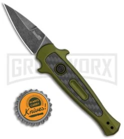 Kershaw Launch 12 CA Legal OD Green Automatic Knife - Black SW Plain -Knife Store Kershaw Launch 12 Call Legal Stiletto Auto OD Green KER7130OLBW BHQ 114625 jr bottlecap large