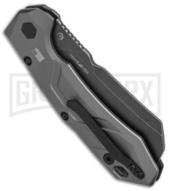 Kershaw Launch 14 Automatic Knife Cleaver Gray Aluminum - Black Stonewash Plain -Knife Store Kershaw Launch 14 Auto Cleaver BlackWash 7850 BHQ 139777 jr side large