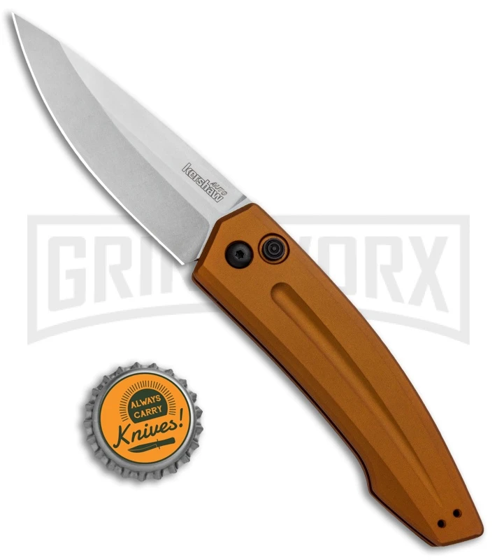 Kershaw Launch 2 Bronze Aluminum Automatic Knife - Stonewash Plain 4 Kershaw Launch 2 Bronze Aluminum Automatic Knife - Stonewash Plain - Image 4