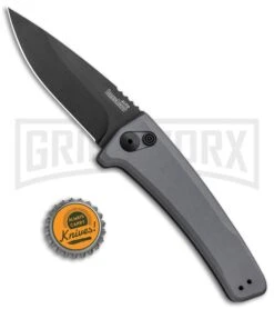 Kershaw Launch 3 Gray Aluminum Automatic Knife - Black Plain -Knife Store Kershaw Launch 3 Auto Gray Aluminum Black KER7300GRYBLK BHQ 92080 jr bottlecap large