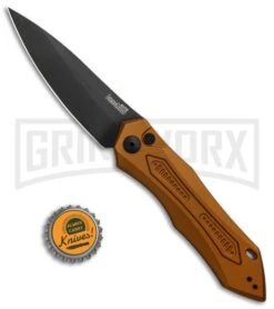 Kershaw Launch 6 Bronze Automatic Knife - Black Plain -Knife Store Kershaw Launch 6 Auto Bronze Aluminum Black KER7800EBBLK BHQ 91251 jr bottlecap large