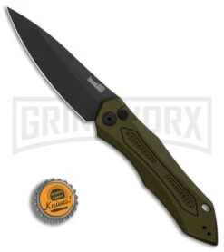 Kershaw Launch 6 OD Green Automatic Knife - Black Plain -Knife Store Kershaw Launch 6 Olive Black BHQ 89519 er bottlecap large