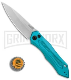 Kershaw Launch 6 Teal Automatic Knife - Stonewash Plain -Knife Store Kershaw Launch 6 Teal SW BHQ 89520 er bottlecap large 1