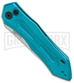 Kershaw Launch 6 Teal Automatic Knife - Stonewash Plain -Knife Store Kershaw Launch 6 Teal SW BHQ 89520 er spine large 1
