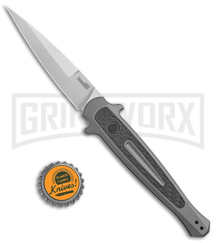 Kershaw Launch 8 Gray Automatic Stilletto Knife - Stonewash Plain 4 Kershaw Launch 8 Gray Automatic Stilletto Knife - Stonewash Plain - Image 4
