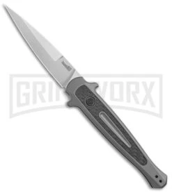 Kershaw Launch 8 Gray Automatic Stilletto Knife - Stonewash Plain