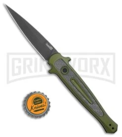 Kershaw Launch 8 Stiletto Automatic Knife Green/CF (3.5" Black) -Knife Store Kershaw Launch 8 Stiletto Auto Green CF Black KER7150OLBLK BHQ 109602 jr bottlecap large