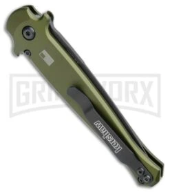 Kershaw Launch 8 Stiletto Automatic Knife Green/CF (3.5" Black) -Knife Store Kershaw Launch 8 Stiletto Auto Green CF Black KER7150OLBLK BHQ 109602 jr side large