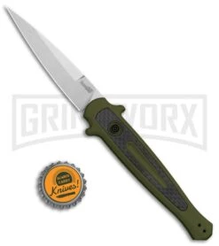 Kershaw Launch 8 Stiletto Automatic Knife Green/CF (3.5" Stonewash) 7 Kershaw Launch 8 Stiletto Automatic Knife Green/CF (3.5" Stonewash) -Knife Store Kershaw Launch 8 Stiletto Auto Green CF SW KER7150OLSW BHQ 105833 jr bottlecap large
