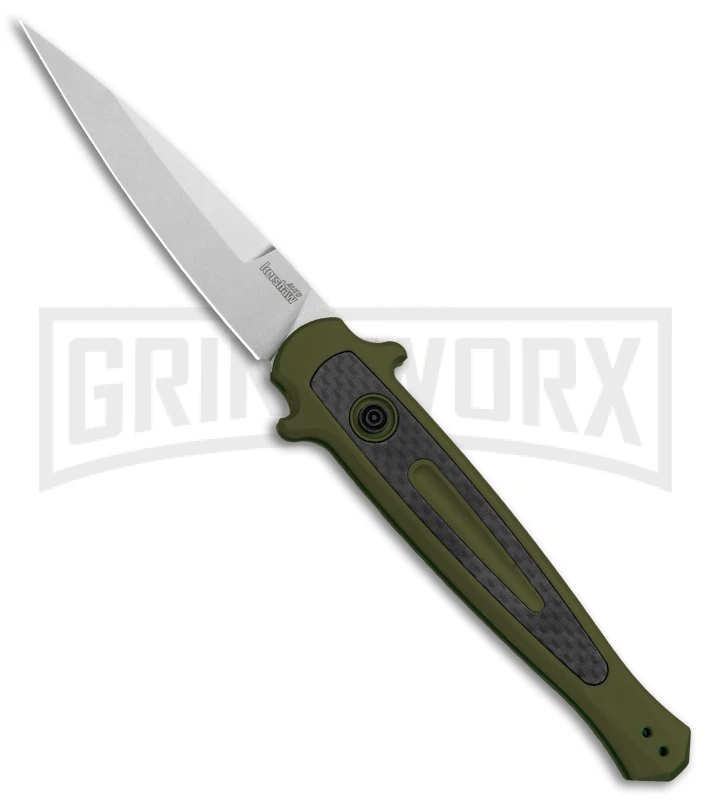 Kershaw Launch 8 Stiletto Automatic Knife Green/CF (3.5" Stonewash) 1 Kershaw Launch 8 Stiletto Automatic Knife Green/CF (3.5" Stonewash)