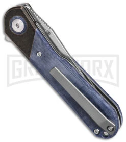 Kizer Vanguard Comet Denim Dark Brass/Micarta Folding Knife - Satin Plain -Knife Store Kizer Comet Vanguard LLK Denim Micarta 2in Satin BHQ 156272 td side large