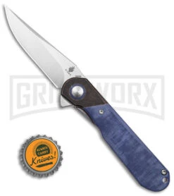 Kizer Vanguard Comet Denim Dark Brass/Micarta Folding Knife - Satin Plain -Knife Store Kizer Comet Vanguard LLK Denim Micarta 2in Satin BHQ 156272 td size large