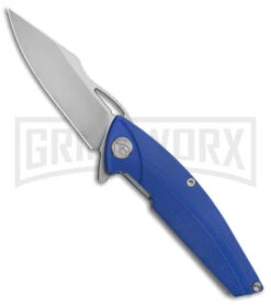 Kubey Locusts Blue G-10 Folding Knife - Satin Plain