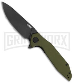 Kubey Nova OD Green G-10 Folding Knife - Black Stonewash