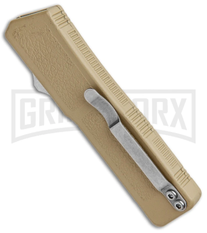 Lightning Tan D/A OTF Automatic Knife - Tanto Satin 3 Lightning Tan D/A OTF Automatic Knife - Tanto Satin - Image 3