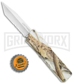 Lightning Tree Camo D/A OTF Automatic Knife - Tanto Satin Serr -Knife Store Lightning Tree DA OTF Auto Tanto Satin Serr GX 33352 jr bottlecap large
