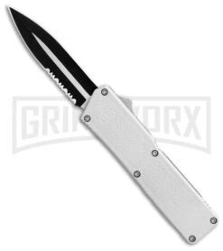 Lightning White D/A OTF Automatic Knife - Dagger Two-Tone Serr