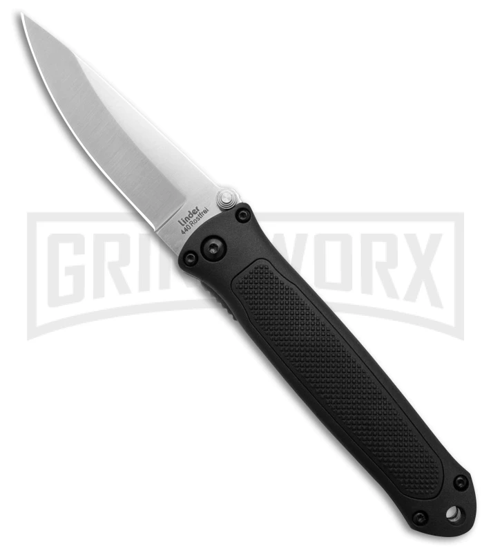 Linder Dual-Action Black Automatic Hidden Release Knife - Satin Plain 1 Linder Dual-Action Black Automatic Hidden Release Knife - Satin Plain