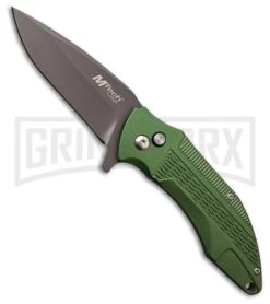 M-Tech USA Dual Combat Green Aluminum Manual Folding Knife - Gray Plain