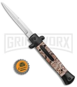 Mago 9" Diamondback Black Italian Stiletto OTF Automatic Bayo (3.8" Satin) -Knife Store Mago 9in Diamondback Black Italian Stiletto OTF Auto Bayo Satin GX 37365 jr bottlecap large