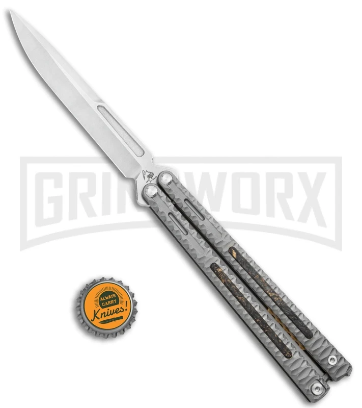 Maxace Knives Balisong Obsidian Titanium Handles CF Inlay (4" Satin) 5 Maxace Knives Balisong Obsidian Titanium Handles CF Inlay (4" Satin) - Image 5