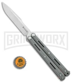 Maxace Knives Balisong Serpent Striker II Gray G-10 - Satin Drop Point Plain -Knife Store Maxace Knives Balisong Serpent Striker II Grey G 10 Satin DP BHQ 120305 jr bottlecap large