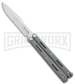 Maxace Knives Balisong Serpent Striker II Gray G-10 - Satin Drop Point Plain