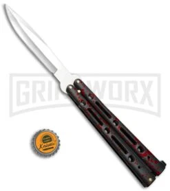 Mega Flick XL Red Balisong Butterfly Knife - Satin Plain -Knife Store Mega Flick XL Balisong Butterfly Red M 132 RE BP 19709 jr bottlecap large