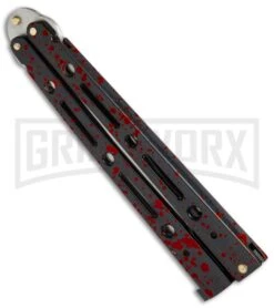 Mega Flick XL Red Balisong Butterfly Knife - Satin Plain -Knife Store Mega Flick XL Balisong Butterfly Red M 132 RE BP 19709 jr side large