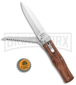 Mikov 241 Predator Wood Automatic Leverlock Knife W/ Saw - Pocket Clip -Knife Store Mikov 241 Predator LL Auto Wood Saw Satin BHQ 124401 jr bottlecap large