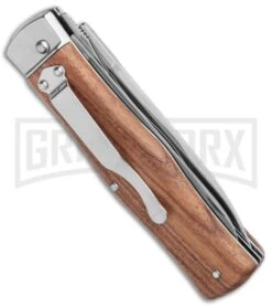 Mikov 241 Predator Wood Automatic Leverlock Knife W/ Saw - Pocket Clip -Knife Store Mikov 241 Predator LL Auto Wood Saw Satin BHQ 124401 jr side large