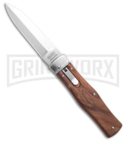 Mikov 241 Predator Wood Automatic Leverlock Knife W/ Clip - Polish Plain