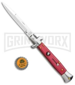 Milano Italian Style Stiletto Red Automatic Knife - Bayonet -Knife Store Milano Italian Style Red Auto Bayo GBS 013RD GX 34291 jr bottlecap large
