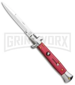 Milano Italian Style Stiletto Red Automatic Knife - Bayonet
