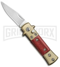 TIGER Mini Duck Auto Stiletto Rosewood Automatic Knife - Satin Plain