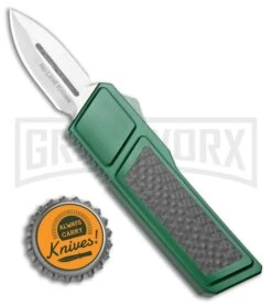No Limit Knives Akuma OTF Automatic Knife Green Carbon Fiber - Satin Plain -Knife Store No Limit Knives Akuma OTF Auto Green CF Satin Dagger GX 34522 jr bottlecap large