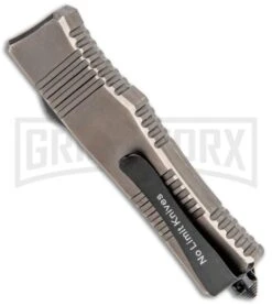 No Limit Knives Cali-Legal OTF Automatic Knife Gray - Clip Point Satin -Knife Store No Limit Knives Cali Legal OTF Auto Gray CP Satin GX 34130 jr side large