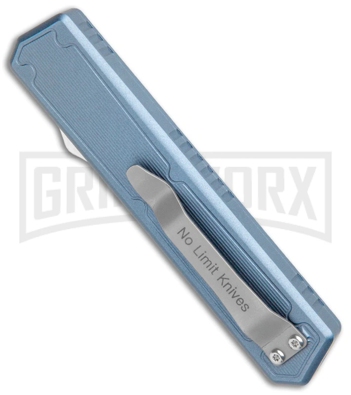 No Limit Knives Vanga Red/Blue OTF Automatic Knife - Tanto Satin Plain 3 No Limit Knives Vanga Red/Blue OTF Automatic Knife - Tanto Satin Plain - Image 3