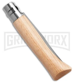 Opinel Knives No. 10 Beechwood Folding Knife - Stainless Steel Plain 5 Opinel Knives No. 10 Beechwood Folding Knife - Stainless Steel Plain -Knife Store Opinel Knives No. 10 Stainless Steel Knife Wood 3in Satin BHQ 187053 td side large