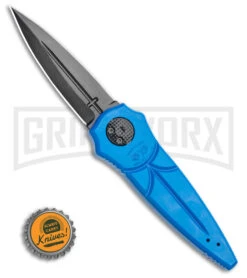 Paragon Warlock Blue Gravity Knife - Black -Knife Store Paragon Warlock Cross Knife Mystic Blue Aluminum 4in Black BHQ 114817 LS Bottlecap 2 large