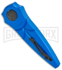 Paragon Warlock Blue Gravity Knife - Satin Sorcerer -Knife Store Paragon Warlock Cross Knife Mystic Blue Aluminum Satin SW BHQ 35253 jr side 2 large