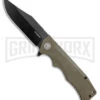 Petrified Fish Veteran OD Green G-10 Liner Lock Knife - Black Plain D2