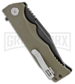 Petrified Fish Veteran OD Green G-10 Liner Lock Knife - Black Plain D2 -Knife Store Petrified Fish PF959GRW OD Green G 10 Black Coated BHQ 170854 jr side large