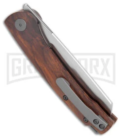 Petrified Fish Scholar Desert Ironwood Liner Lock Knife - Satin 154CM -Knife Store Petrified Fish Scholar LL Dark Desert Ironwood Satin BHQ 179192 jr side large