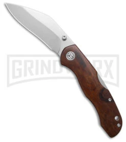 Petrified Fish Skalor Brown Desert Ironwood Lockback Knife - Stonewash Plain