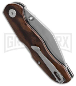 Petrified Fish Skalor Brown Desert Ironwood Lockback Knife - Stonewash Plain -Knife Store Petrified Fish Skalor Lockback Knife Desert Ironwood 3in Satin BHQ 187111 td side large