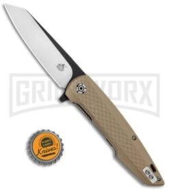 QSP Phoenix Tan G-10 Liner Lock Knife - Two-Tone Plain -Knife Store QSP Phoenix LL Tan G 10 TT QS108 A BHQ 113394 jr bottlecap large